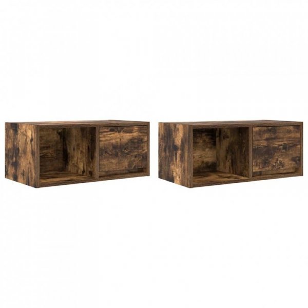 Szafki RTV 2 szt. Dąb wędzony 60x31x25,5 cm Drewno klejone