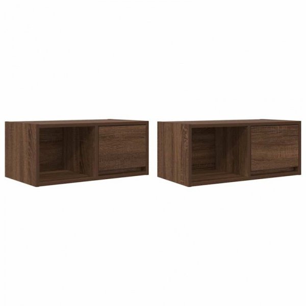 Szafki RTV 2 szt. Brązowy dąb 60x31x25,5 cm Drewno klejone