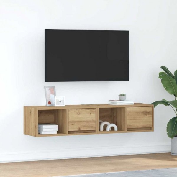 Szafki RTV 2 szt. Dąb Artisan 60x31x25,5 cm Drewno klejone