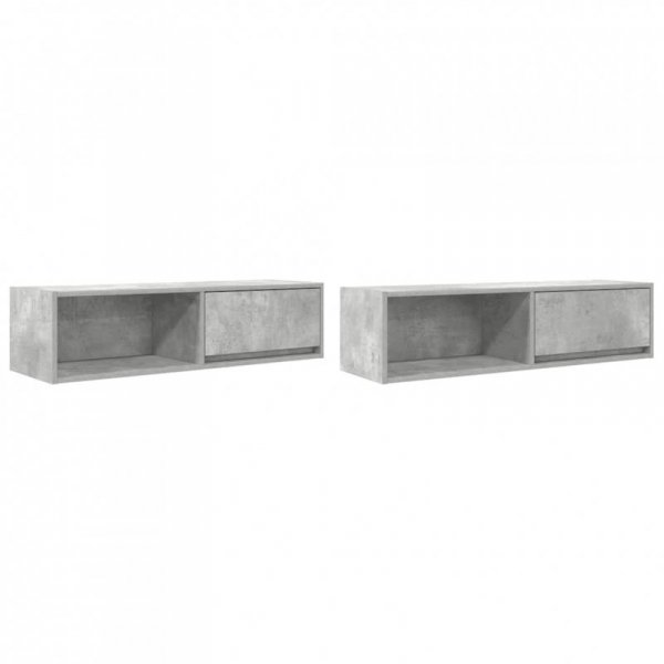 Szafki RTV 2 szt. Beton Szary 100x31x25,5 cm Drewno klejone