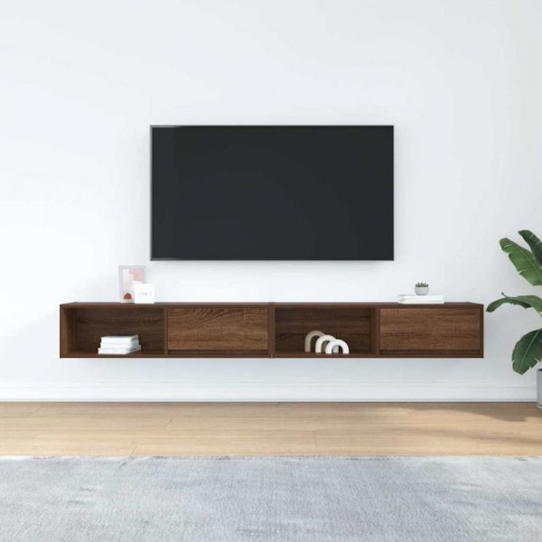Szafki RTV 2 szt. Brązowy dąb 100x31x25,5 cm Drewno klejone