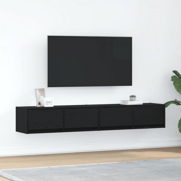 Szafki RTV 2 szt. Dąb czarny 80x31x25,5 cm Drewno klejone