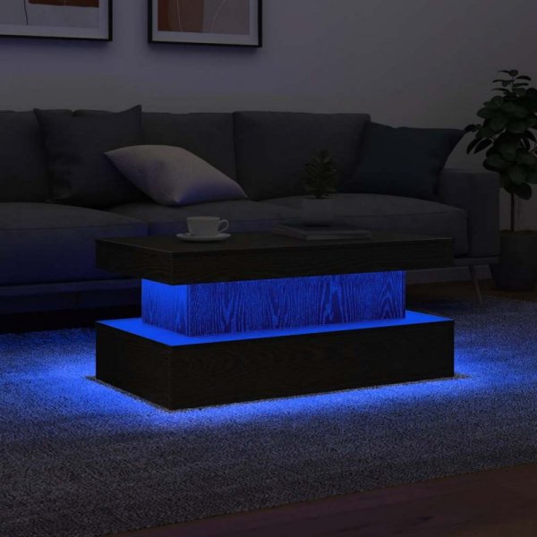 Stolik kawowy z oświetleniem LED, czarny dąb, 90x50x40 cm