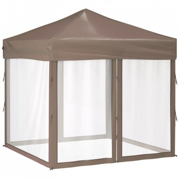 Składany namiot imprezowy ze ściankami, taupe, 2x2 m