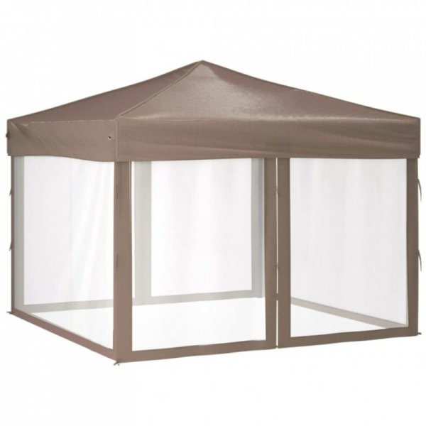 Składany namiot imprezowy ze ściankami, taupe, 3x3 m