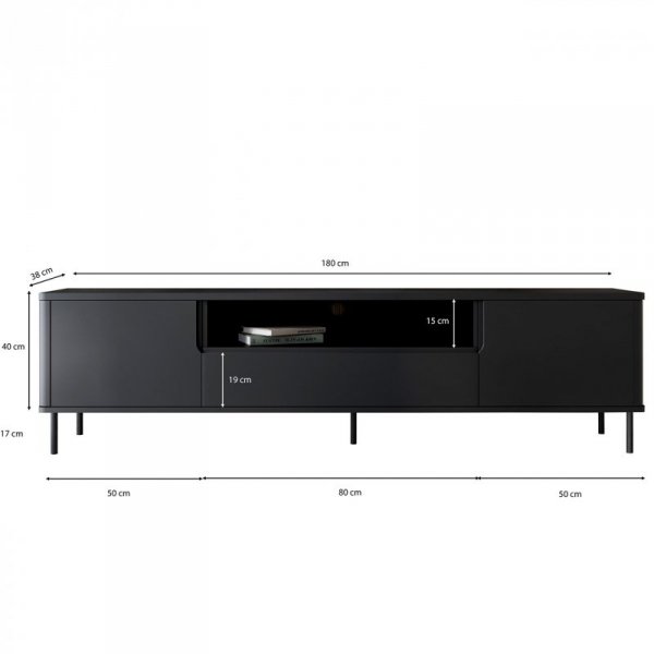 Komoda RTV RADIUS 180NC czarny