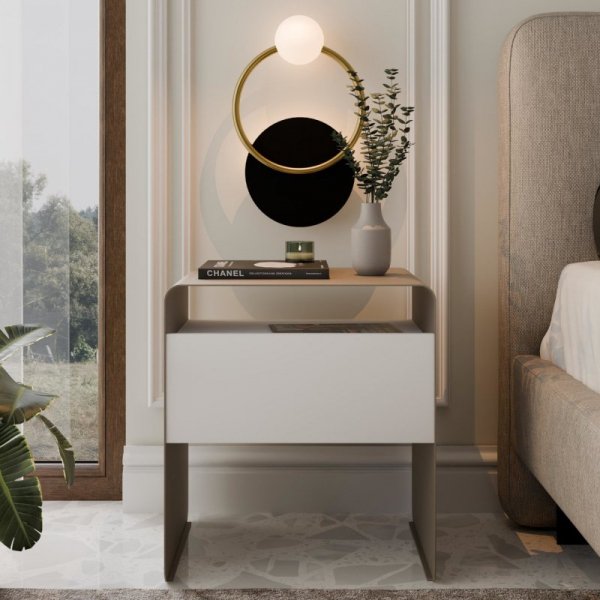 Stolik nocny SOCHI kaszmir / biały