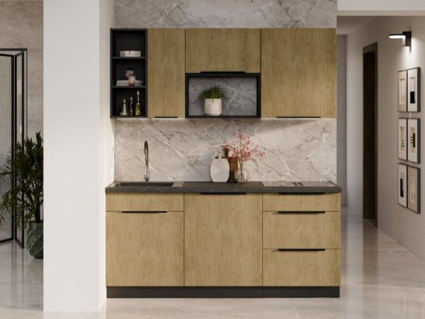 Kuchnia CAMERON 2 czarny / dąb artisan