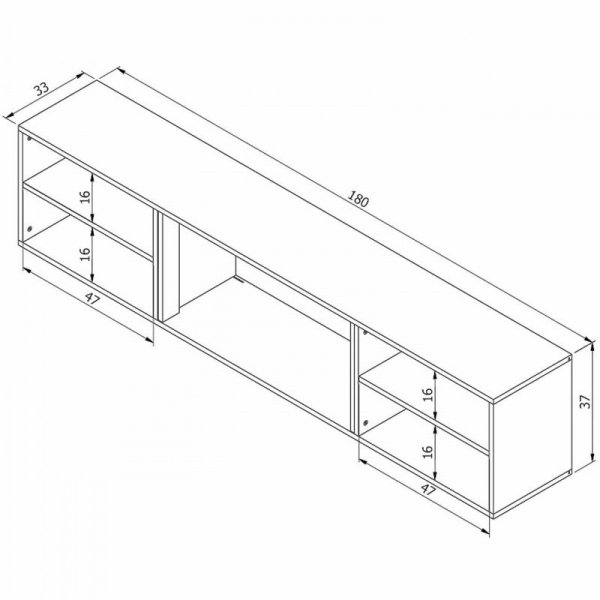 Komoda RTV LOOP 180 EF biała / kominek biały