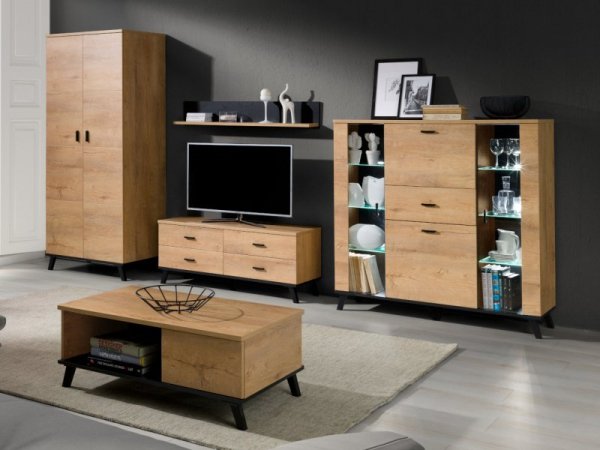 Stolik kawowy JOHNNY JH8 dąb lefkas / czarny