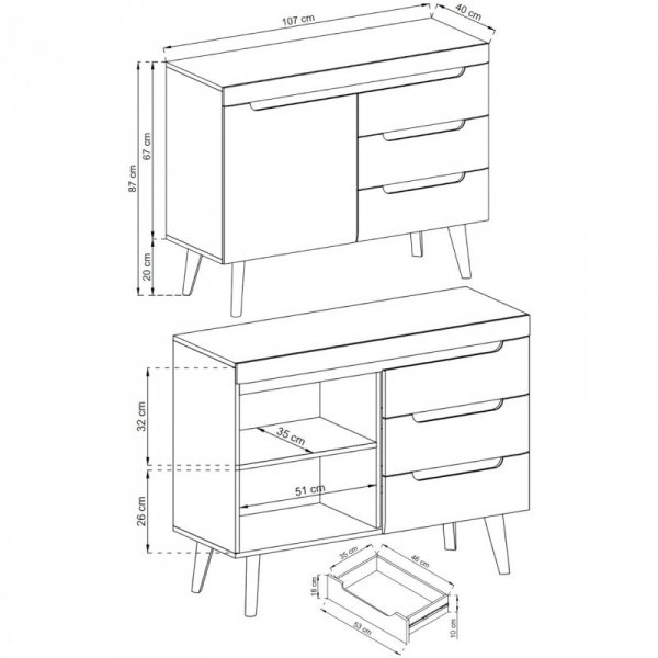 Komoda NARDI 07 dąb artisan / czarny