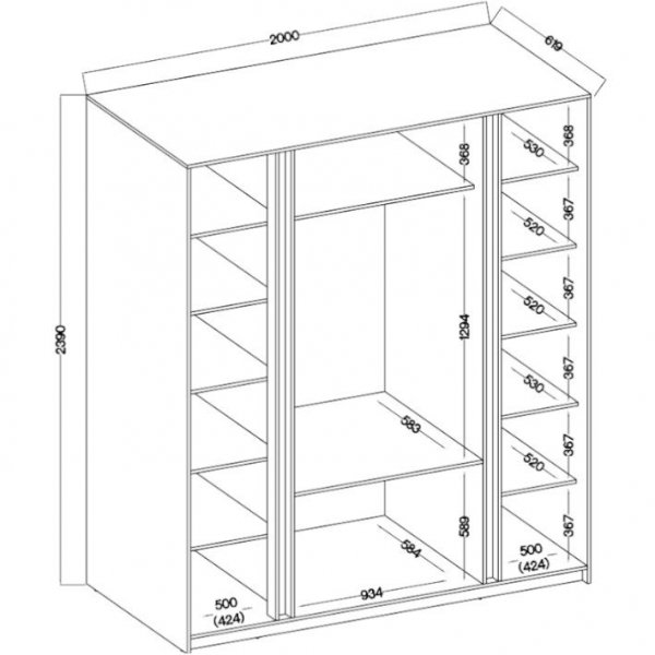 Szafa 200cm z lustrem i szufladami KAYA 06 czarny