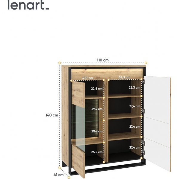 Meble do salonu QUANT 1 dąb artisan + czarny