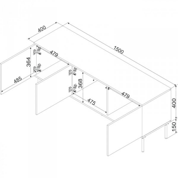 Komoda RTV TIFFANY 150 zieleń mat