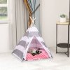 Namiot tipi dla kota, z torbą, peach skin, w paski, 60x60x70 cm