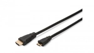 Kabel połączeniowy miniHDMI Highspeed 1.3 GOLD Typ HDMI A/HDMI C, M/M czarny 2m AK-330106-020-S AK-330106-020-S