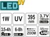 ZESTAW LATARKA UV AKUMULATOROWA 1W + OKULARY (1 KPL)