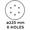 Papier ścierny na rzep 225 mm, K80, 5 szt., z 6 otworami do szlifierki 59G264, 59G265