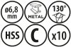 Wiertła do metalu Baildon BASIC DIN 338 RN NWKa 6,8 mm, HSS (S), 109-69 mm, wielokrotność 10