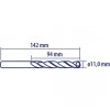 Wiertło do metalu Baildon DIN 338 RN 11 mm, HSS TiN (S), 142-94 mm (chwyt 3-płaszczyznowy)