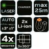 Laser 3D, 12 linii, zielony, walizka, tarcza celownicza, magnetyczny uchwyt, ładowarka