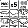 Papiery ścierne na rzep, żelazko 102 x 152 mm, P180, 5 szt., z 11 otworami