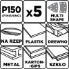 Papiery ścierne na rzep, żelazko 102 x 152 mm, P150, 5 szt., z 11 otworami
