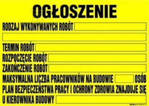 INFO.TABLICA BUDOWLANA-OGŁOSZENIE (SZT)