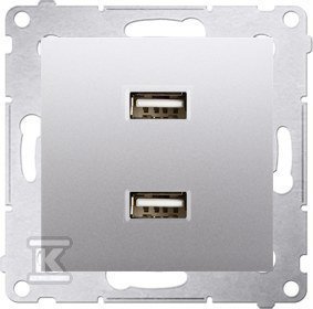 ŁADOWARKA 2XUSB 2.1A, 5V SREBRNY SIMON5 (SZT)
