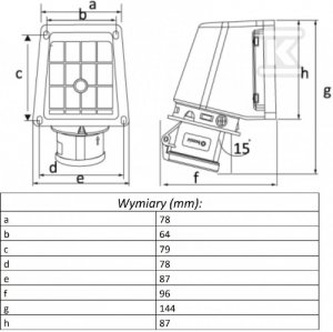 GN.STAŁE KAMPER 16A 3P IP44 FE OPAL (SZT)