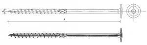 WKRĘT DO DREWNA Z KOŁNIERZEM NA TORX OCYNKOWANY 8*280MM T40 (50 SZT)
