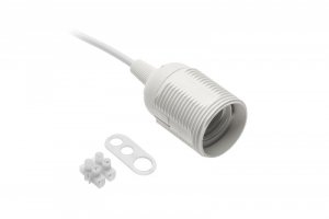 OPRAWKA E27 Z PRZEWODEM I KOSTKĄ 240V 60W, 2X0,75MM2 BIAŁA (1 SZT)