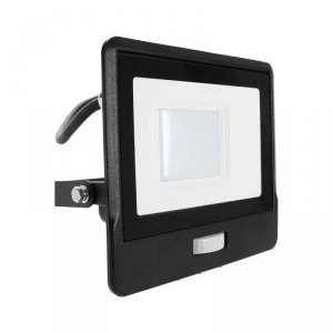 Projektor LED V-TAC 30W SAMSUNG CHIP Czujnik Ruchu Czarny Przewód 1M VT-138S-1 6400K 2340lm 5 Lat Gwarancji