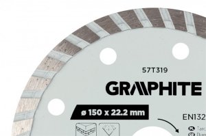 Tarcza diamentowa do cięcia turbo, 150 x 22.22 mm, na sucho