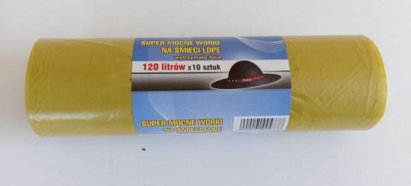WORKI NA ŚMIECI 120L 70*110 ŻÓŁTE 10 SZTUK (1 OP)