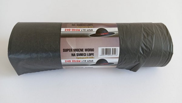 WORKI NA ŚMIECI 240L LD CZARNE 10 SZTUK (1 OP)