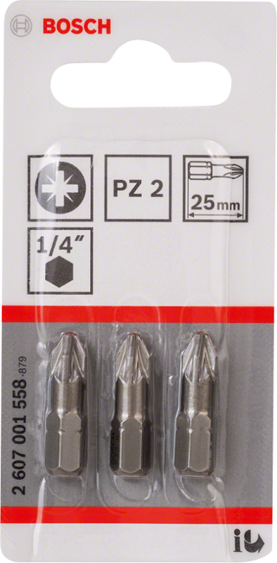 BIT, GROT, KOŃCÓWKA PZ2 EH 25MM 3 SZT. (1 KPL)