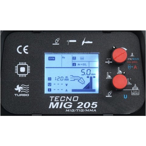 PÓŁAUTOMAT SPAWALNICZY TECNOMIG 205 LCD MIG/TIG/MMA SYNERGIC (1 SZT)