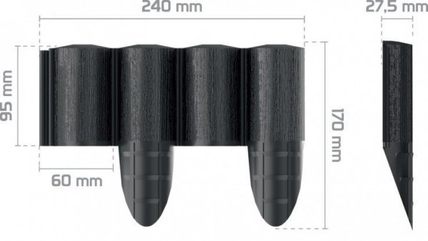 PALISADA OGRODOWA  ECO 2,4M ANTRACYTOWA (1 SZT)