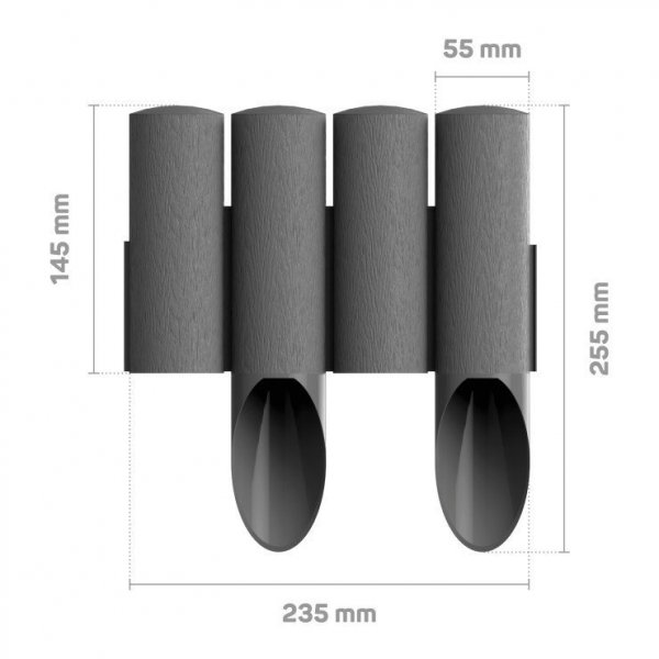 PALISADA OGRODOWA  STANDARD14,5CM*2,3MB GRAFITOWA (1 SZT)