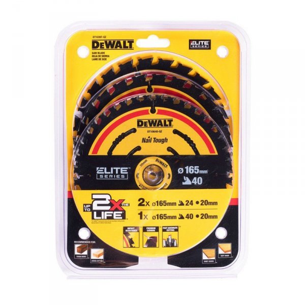 PIŁA TARCZOWA DO DREWNA ELITE 2*165MM 24Z + 165MM 40Z 3-PAK (1 OP)