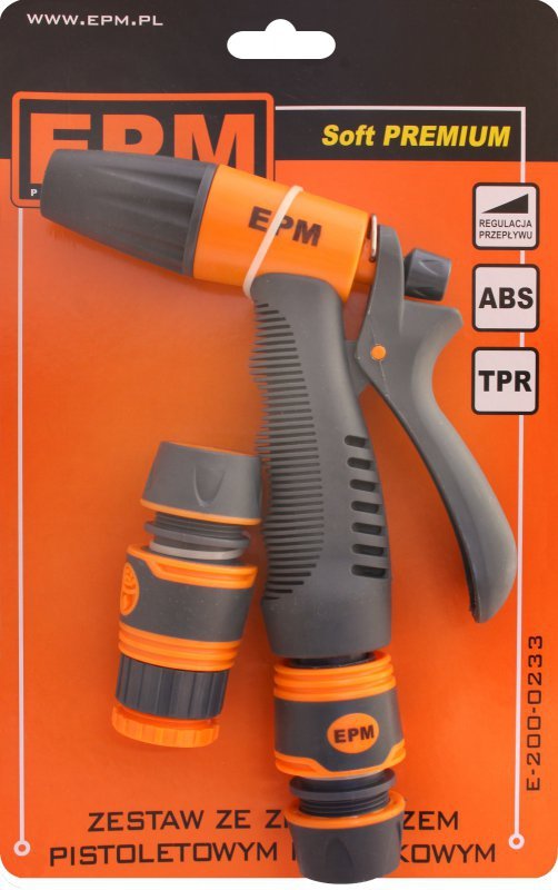ZRASZACZ PISTOLETOWY PLASTIKOWY + 3 ZŁĄCZKI TPR (1 SZT)