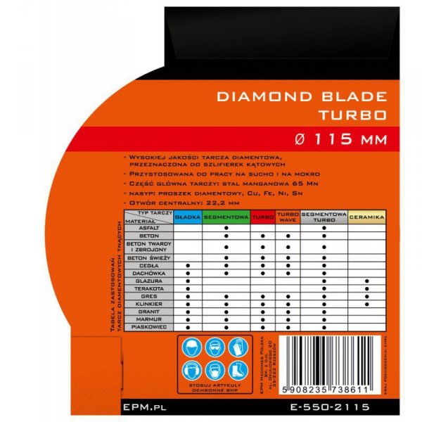 TARCZA DIAMENTOWA TURBO 250MM (1 SZT)