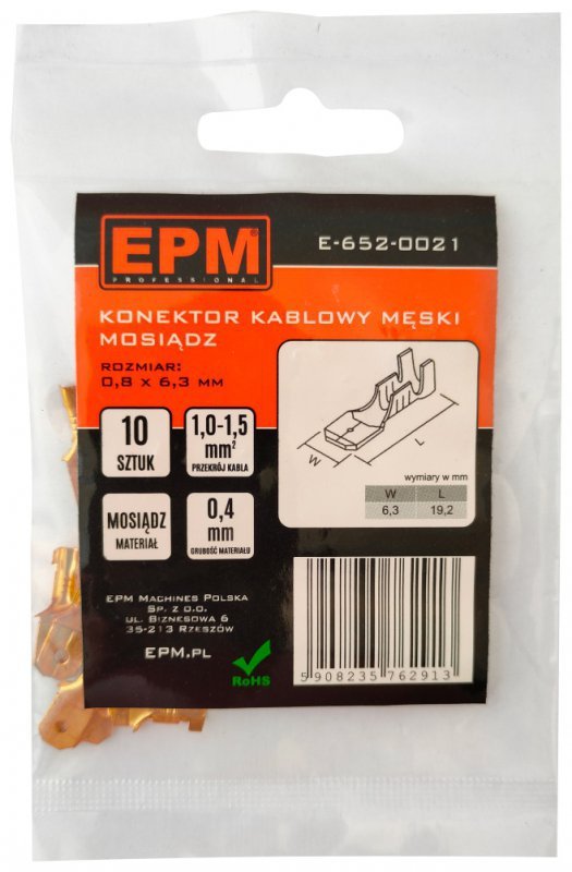 KOŃCÓWKA WSUWANA 1-1.5MM 0.8-6.35 10 SZTUK (1 KPL)