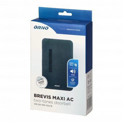 DZWONEK GONG DO DRZWI PRZEWODOWY BREVIS MAXI CZARNY 230V (1 SZT)