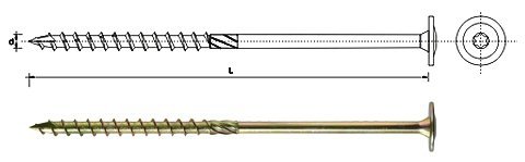 WKRĘT DO DREWNA Z KOŁNIERZEM NA TORX OCYNK ŻÓŁTY 8*140MM T40 (50 SZT)