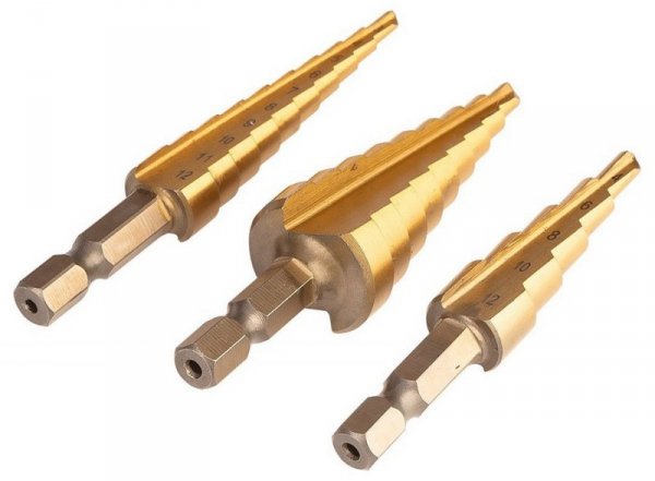 ZESTAW WIERTEŁ STOPNIOWYCH HSS TIN 3-20 MM HEX 3 SZT. (1 KPL)