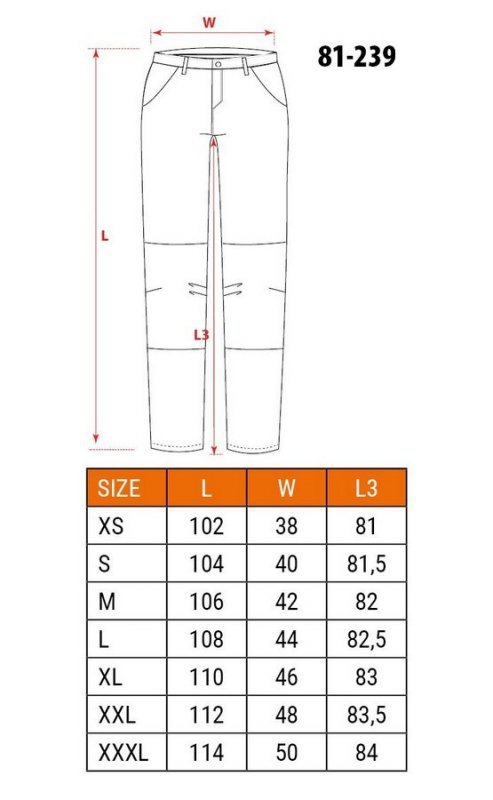 SPODNIE ROBOCZE HD SLIM ODPINANE KIESZENIE ROZMIAR L (1 SZT)