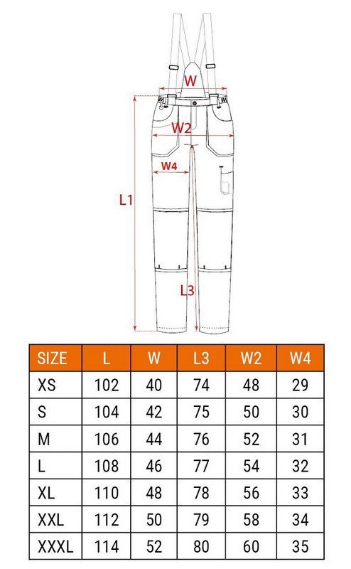 SPODNIE ROBOCZE NA SZELKACH 6W1, ROZMIAR XXXL (1 SZT)