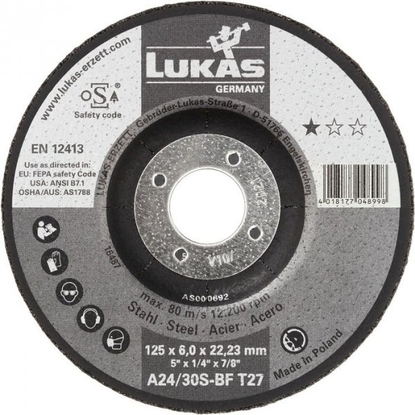 TARCZA WYPUKŁA T27 125*6.0*22 A24/30S-BF PREMIUMFLEX (1 SZT)